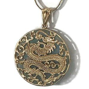 Sanuk 14K Gold Year of the Dragon Jade Pendant